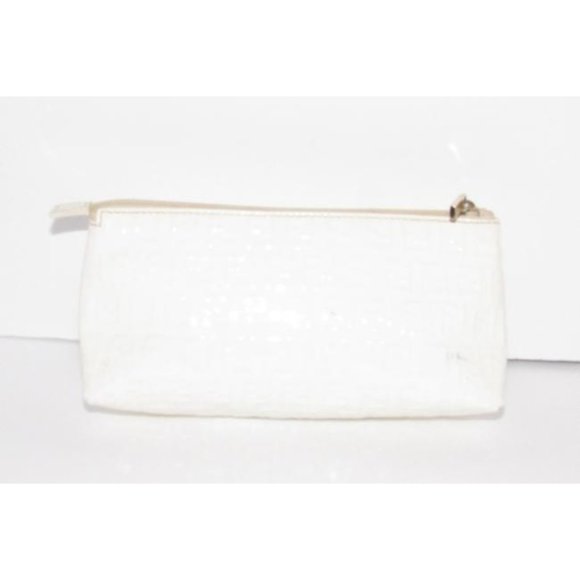 Fendi White F Embossed Print Zucchino Cosmetic Bag - Picture 5 of 12